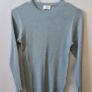 Poetry Ribbed Knit Sweater in Teal Blue